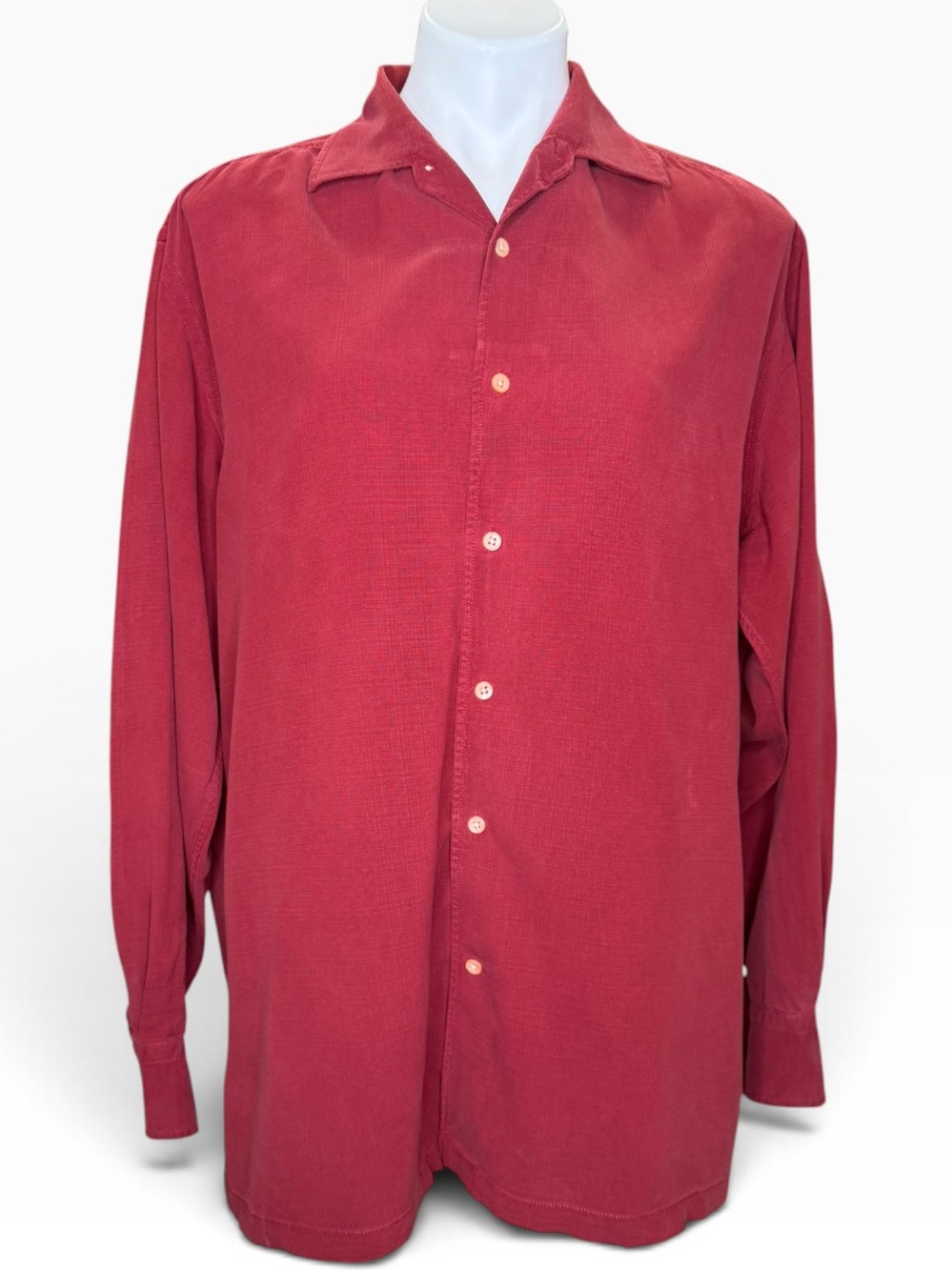 Tommy Bahama Men’s M Red 97% Silk Stretch Jacquard Long Sleeve Shirt